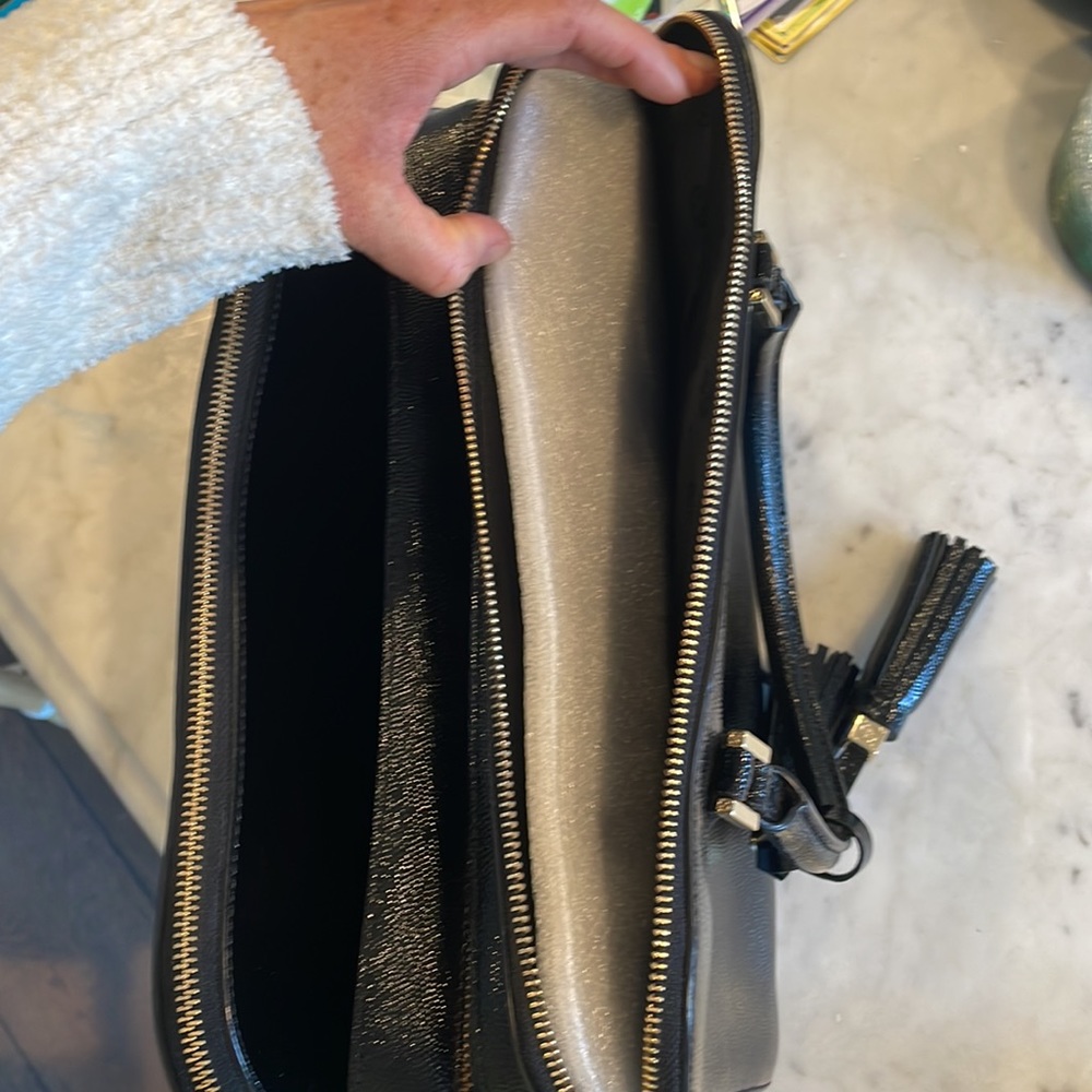 Tory Burch Black Patent Leather Tote with Tassel Detail - Picture 9 of 16